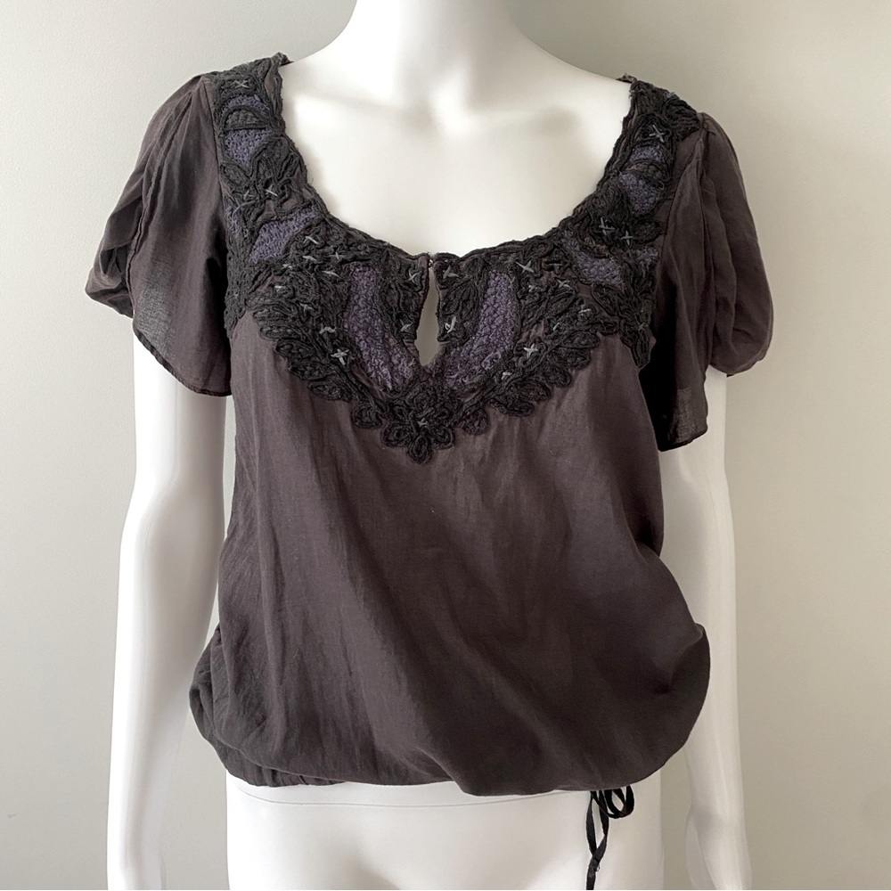 Free People Embroidered Peasant Top
